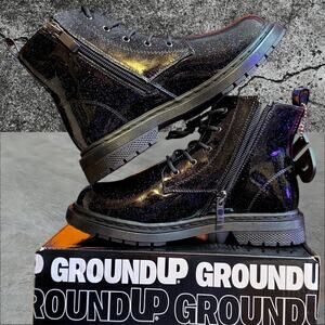 •DS• GroundUp Black Sparkle Boots • Kids 3C